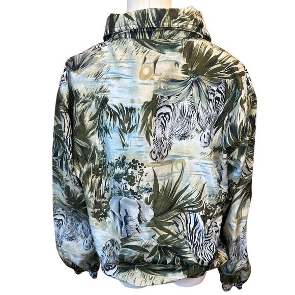 VTG EVR 90s Y2K Satin Jungle Safari Lightweight Windbreaker Jacket Women Size PS - Picture 3 of 16